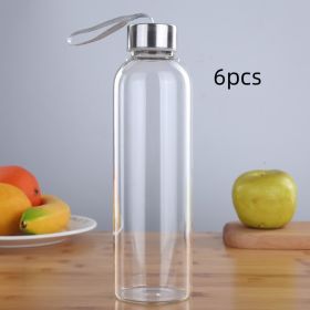 New Leak Proof Large Capacity Transparent Sports Glass Water Cup (Option: Without cup cover-550ml-6PCS)