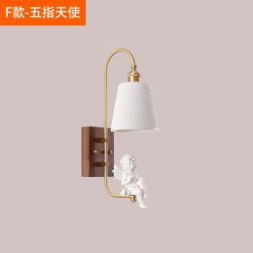 Copper Walnut Angel Resin Led Wall Lamp (Option: LED Bulb-E Style)