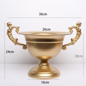 Retro Iron Art Flower Ware FrenchDecoration Vase For Wedding Banquet Table (Color: Gold)