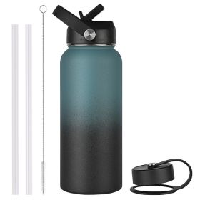 Vacuum Stainless Steel Large Capacity Water Bottle (Option: Black Blue Gradient-1200ml)