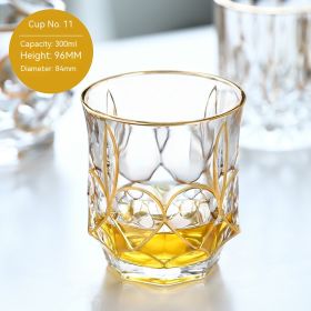 European-style Gold Crystal Glass Whiskey Shot Glass (Option: Gold Tracing 300 Ml No 11)