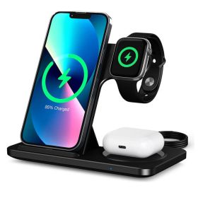 Three In One Dual Coil Wireless Charger (Option: Black-USB)