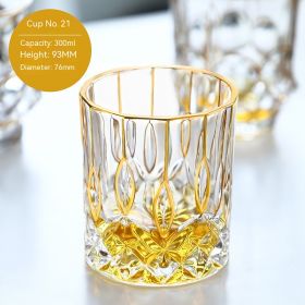 European-style Gold Crystal Glass Whiskey Shot Glass (Option: Gold Tracing 300 Ml 21 Ml Cup)