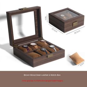 Wood Grain Leather 6-bit 10-bit 12-bit Watch Display Box (Option: Square 6bit Watch Box)