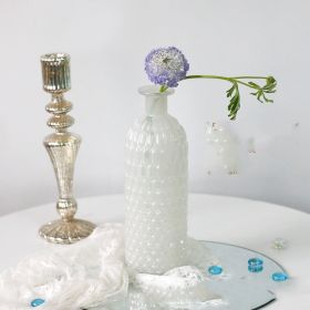 White Blue Glass Small Vase Living Room Flower Arrangement Decoration High Sense Niche Morandi Restaurant Decoration (Option: G Style White)