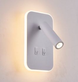 Modern Minimalist Bedside LED Wall Lamp Creative Led Spotlight (Option: With 14wled Warm Light-B205 Rectangular White)