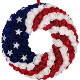 Patriotic Americana Wreath;  Boxwood Handcrafted Memorial Day Wreath Festival Garland Decoration (Color: Color 1)