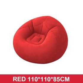 Large Lazy Inflatable Sofas Chair Flocking Flocking Sofa Chair Lounger Seat Bean Bag Sofa For Outdoor Living Room Camping Travel (Color: Red, Ships From: China)