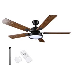 52 Inch 5 blades Ceiling Fan With Dimmable LED Light And Remote Control (Color: as Pic)