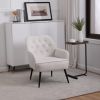 Modern Mid Century Chair velvet Sherpa Armchair for Living Room Bedroom Office Easy Assemble(Beige)