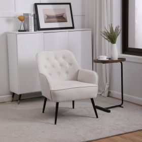 Modern Mid Century Chair velvet Sherpa Armchair for Living Room Bedroom Office Easy Assemble(Beige) (Color: as Pic)