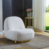 Modern Velvet Swivel Accent Chair, Swivel Barrel Chair with Gold Finish Stainless Steel Base