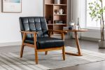 Leisure Chair with Solid Wood Armrest and Feet, Mid-Century Modern Accent chair, for Living Room Bedroom Studio chair