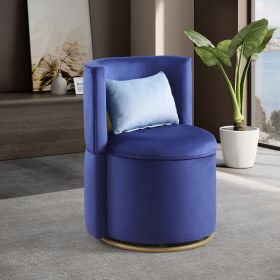 360° Swivel Accent Chair with Storage Function, Velvet Curved Chair with Gold Metal Base for Living Room, Nursery, Bedroom [Video] (Color: as Pic)