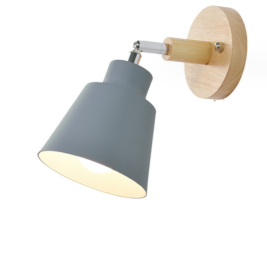 Wooden Zipper Bedside Wall Lamp (Option: Grey-Without switch-With light source)