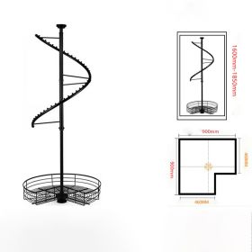 Wardrobe Closet 360 Degree Rotating Hanger (Option: 1600.1850steel basket-Black)