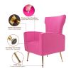 Velvet Accent Chair, Wingback Arm Chair with Gold Legs, Upholstered Single Sofa for Living Room Bedroom