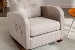 High Back Rocking Chair Nursery Chair .Comfortable Rocker Fabric Padded Seat .Modern High Back Armchair