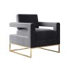 Modern Velvet Accent Chair, Elegant Armchair with Stainless Steel Base