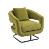 COOLMORE Upholstered Tufted Living Room Chair Textured velvet Fabric Accent Chair with Metal Stand