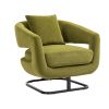 COOLMORE Upholstered Tufted Living Room Chair Textured velvet Fabric Accent Chair with Metal Stand