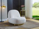 Modern Velvet Swivel Accent Chair, Swivel Barrel Chair with Gold Finish Stainless Steel Base