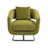 COOLMORE Upholstered Tufted Living Room Chair Textured velvet Fabric Accent Chair with Metal Stand