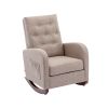 High Back Rocking Chair Nursery Chair .Comfortable Rocker Fabric Padded Seat .Modern High Back Armchair