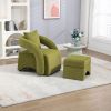 House hold Accent Chair with Ottoman, Mid Century Modern Barrel Chair Upholstered Club Tub Round Arms Chair for Living Room