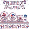 American Independence Day Hat Balloon National Flag Disposable Tableware Set Happy 4th Of July USA National Day Party Decor