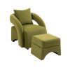 House hold Accent Chair with Ottoman, Mid Century Modern Barrel Chair Upholstered Club Tub Round Arms Chair for Living Room