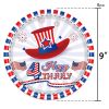 American Independence Day Hat Balloon National Flag Disposable Tableware Set Happy 4th Of July USA National Day Party Decor