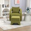 House hold Accent Chair with Ottoman, Mid Century Modern Barrel Chair Upholstered Club Tub Round Arms Chair for Living Room