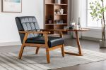 Leisure Chair with Solid Wood Armrest and Feet, Mid-Century Modern Accent chair, for Living Room Bedroom Studio chair