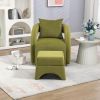 House hold Accent Chair with Ottoman, Mid Century Modern Barrel Chair Upholstered Club Tub Round Arms Chair for Living Room