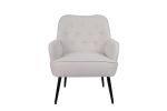 Modern Mid Century Chair velvet Sherpa Armchair for Living Room Bedroom Office Easy Assemble(Beige)