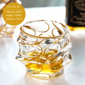 European-style Gold Crystal Glass Whiskey Shot Glass (Option: Gold Tracing 300 Ml 25 Ml)