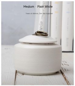 Retro Stoneware Sealed Cans Brushed Glaze-free Tea Storage Pot Moisture-proof Tea Cans (Option: Medium Plain White)