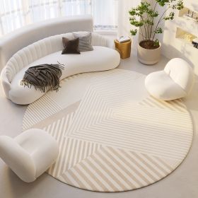 Silent Wind Absorbent Round Carpet Cream Wind Hanging Basket Dressing Table Bedroom Bedside Household Crystal (Option: Stripes 00-80x80cm)