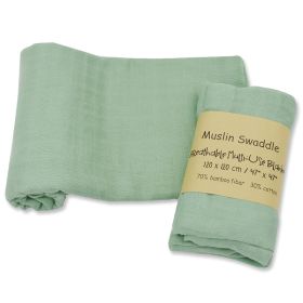 Bamboo Cotton Solid Color Double-layer Gauze Newborn Bath Towel Gro-bag Summer Thin (Option: Light Green-115x115)