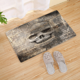 Halloween Flannel Floor Mat Bathroom Toilet Door Non-slop Mats Skull Absorbent Printing Floor Mat (Option: Halloween 210004-50x80)