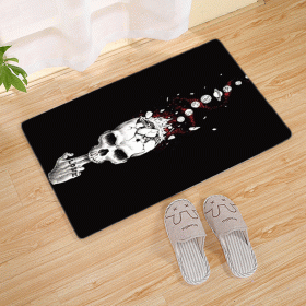 Halloween Flannel Floor Mat Bathroom Toilet Door Non-slop Mats Skull Absorbent Printing Floor Mat (Option: Halloween 210020-60x90)