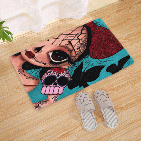 Halloween Flannel Floor Mat Bathroom Toilet Door Non-slop Mats Skull Absorbent Printing Floor Mat (Option: Halloween 210014-50x80)